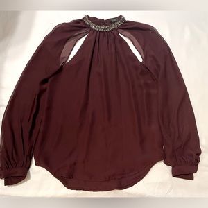 Jessica Simpson Women’s Maroon Blouse with jewels around neck